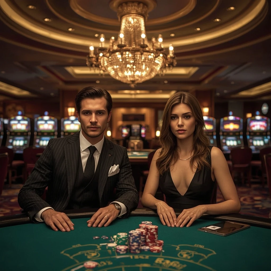 Two poker players at 1go.plus CASINO